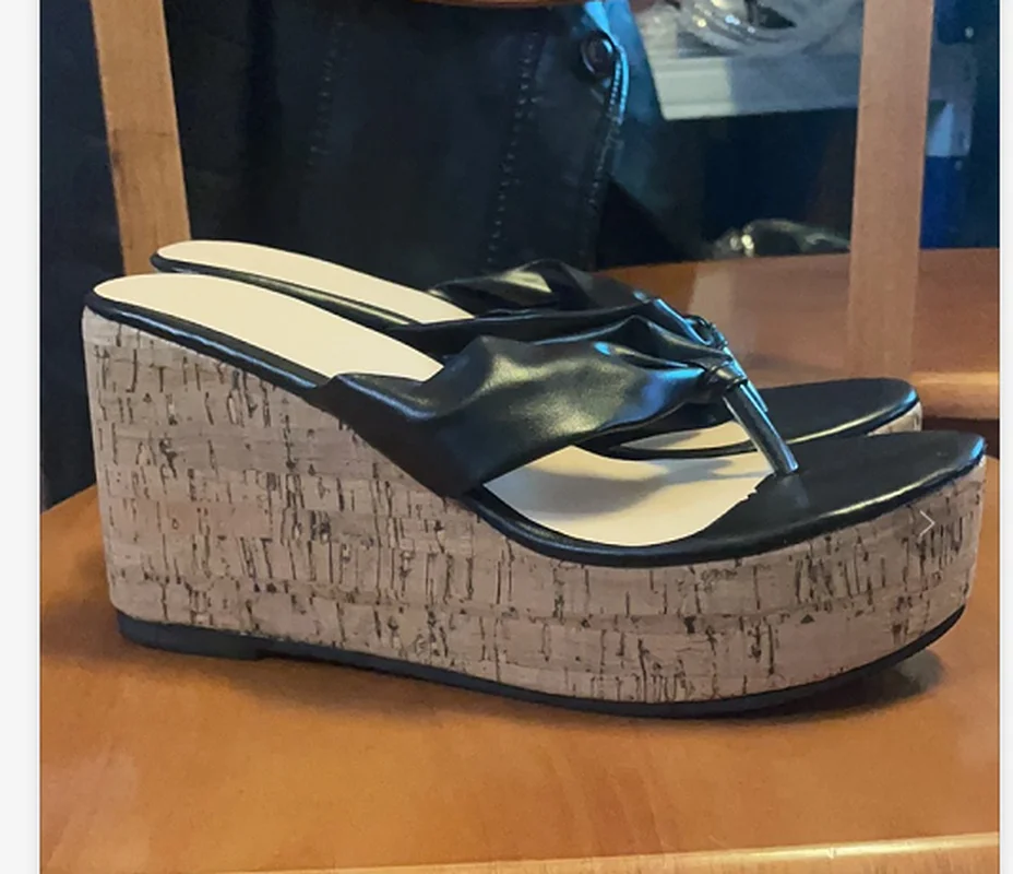 

New Wedges Platform Ladies Slippers Summer Sexy Flip Flops Super High Heels Mules Shoes Women Sandals Black Size 35-42