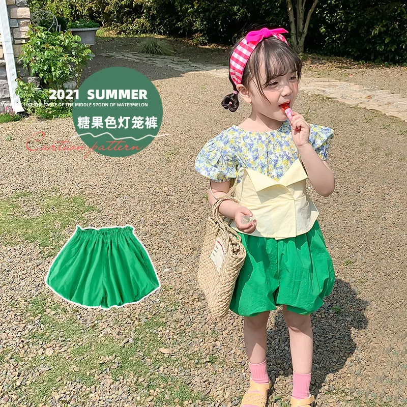 

Summer New Arrival korean style girl's short pants comfortable Bract Waist Pumpkin shorts all-match for cute baby girls