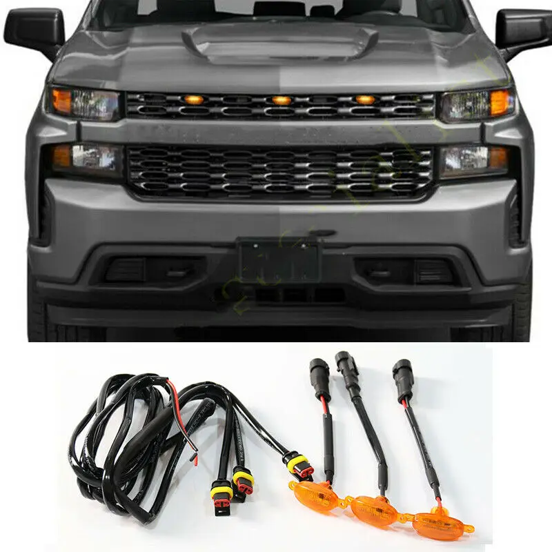 

Подходят для Chevrolet Silverado 1500 19-21 светодиодный автомобильный передний бампер решетка светодиодный ное желтое освещение Раптор стиль светильн...