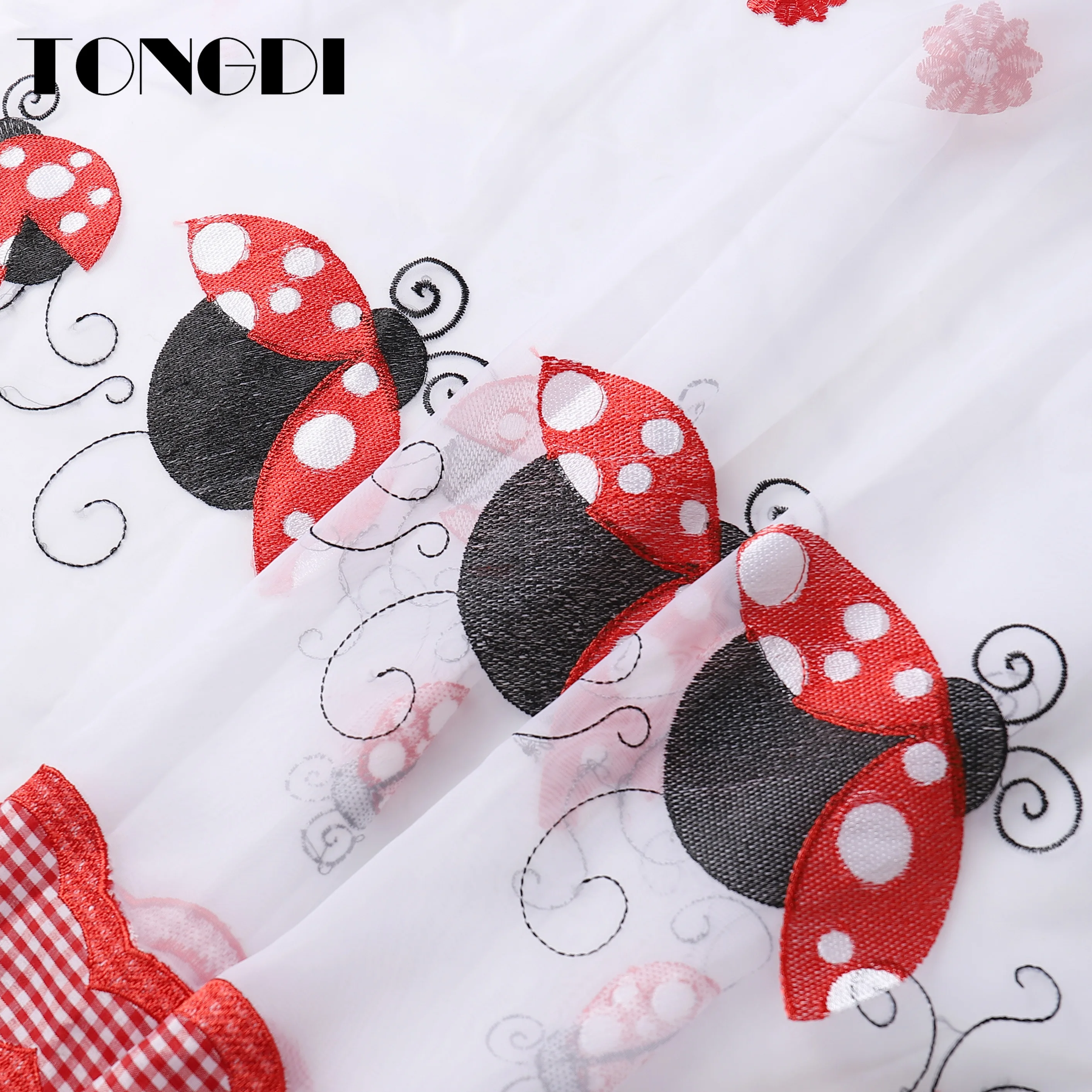 Домашние кухонные шторы TONGDI короткие яруса с вышитыми животными из белого тюля