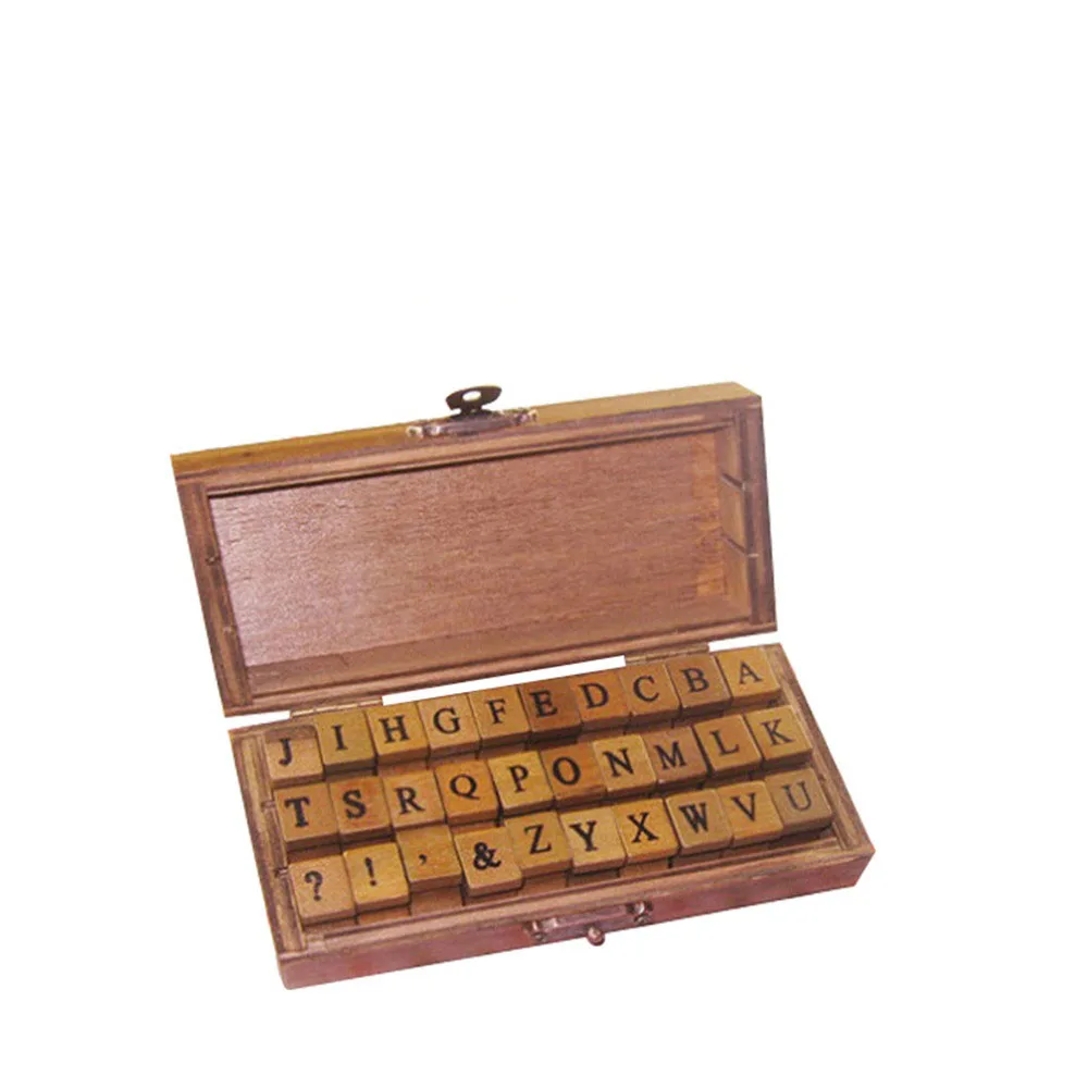 30 шт. Ретро Алфавит буквы верхний корпус деревянные и резиновые штампы Набор DIY
