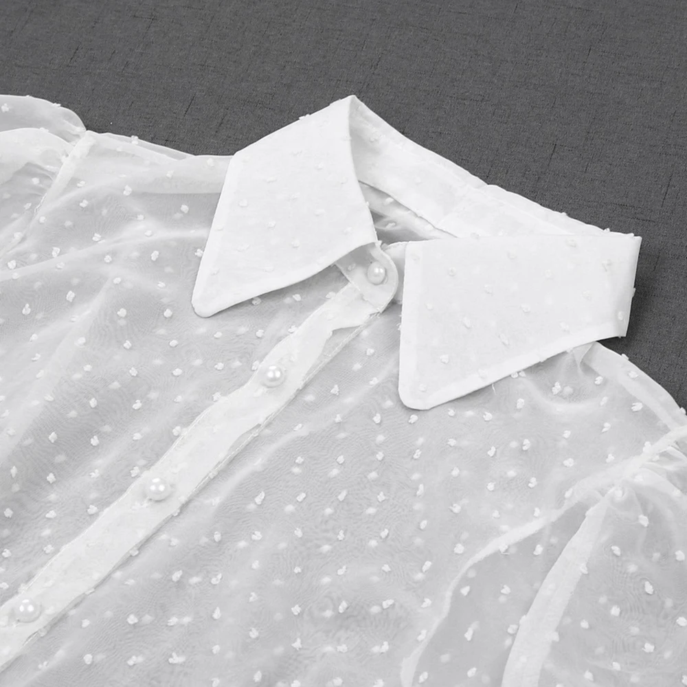 Женская сетчатая прозрачная шифоновая блузка с длинным рукавом сексуальные топы