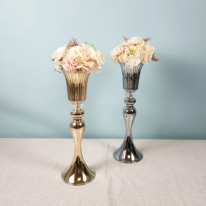 

Golden Silver crystal Vase Modern Plating Fake Flowers Dry Flower Living Room floreros de home decoracion