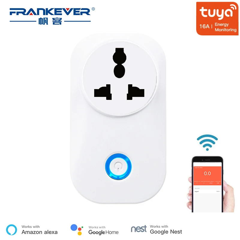 FrankEver умная индийская вилка с монитором питания 16A WIFI розетка Голосовое