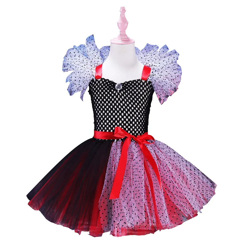 

Kids Girls Cruella Cosplay Costume Tutu Dress Halloween Carnival Suit