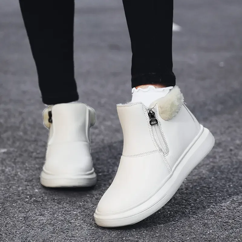 Winter Warm Short Boot for Women PU Leather Waterproof Fashion Female Snow Boots Plus Velvet Thickened Lady Cotton Shoes Flat