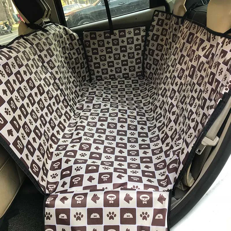 

Dog Car Seat Cover Pet Carrier Rear Back Pet Mat Hammock Protector Water-Proof Cushion Oxford Fabric Paw pattern Car Travel Acce
