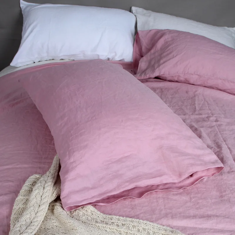 Стойкая наволочка 100% французский льняной мытый камень однотонная 2 шт. | Дом и сад