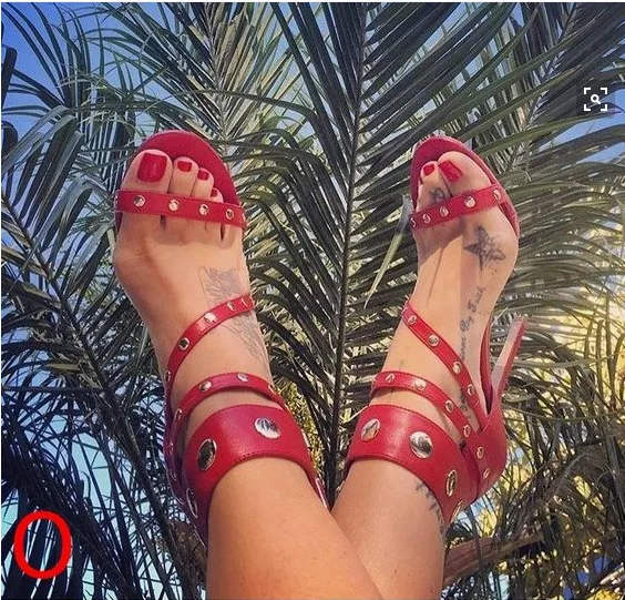 

Red rivet fashion runway High Heel Sandals