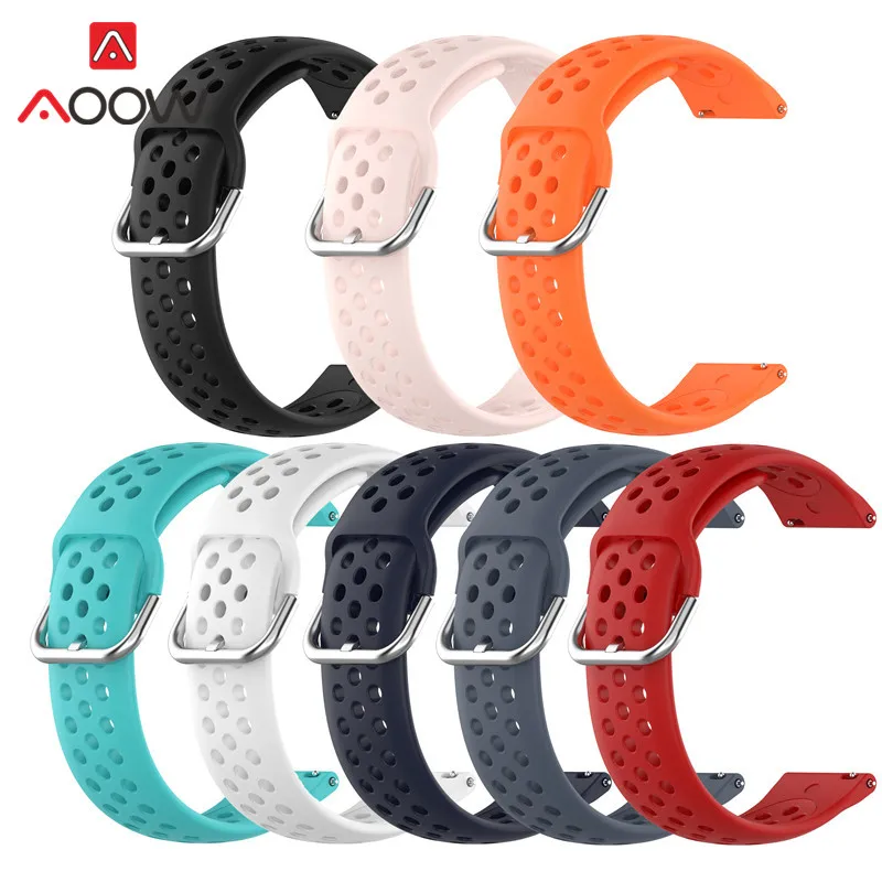 

18mm 20mm 22mm Rubber Sport Strap TPE Breathable Band Bracelet for Samsung Galaxy Watch 42mm Active2 S3 Huawei GT 2 Amazfit GTS