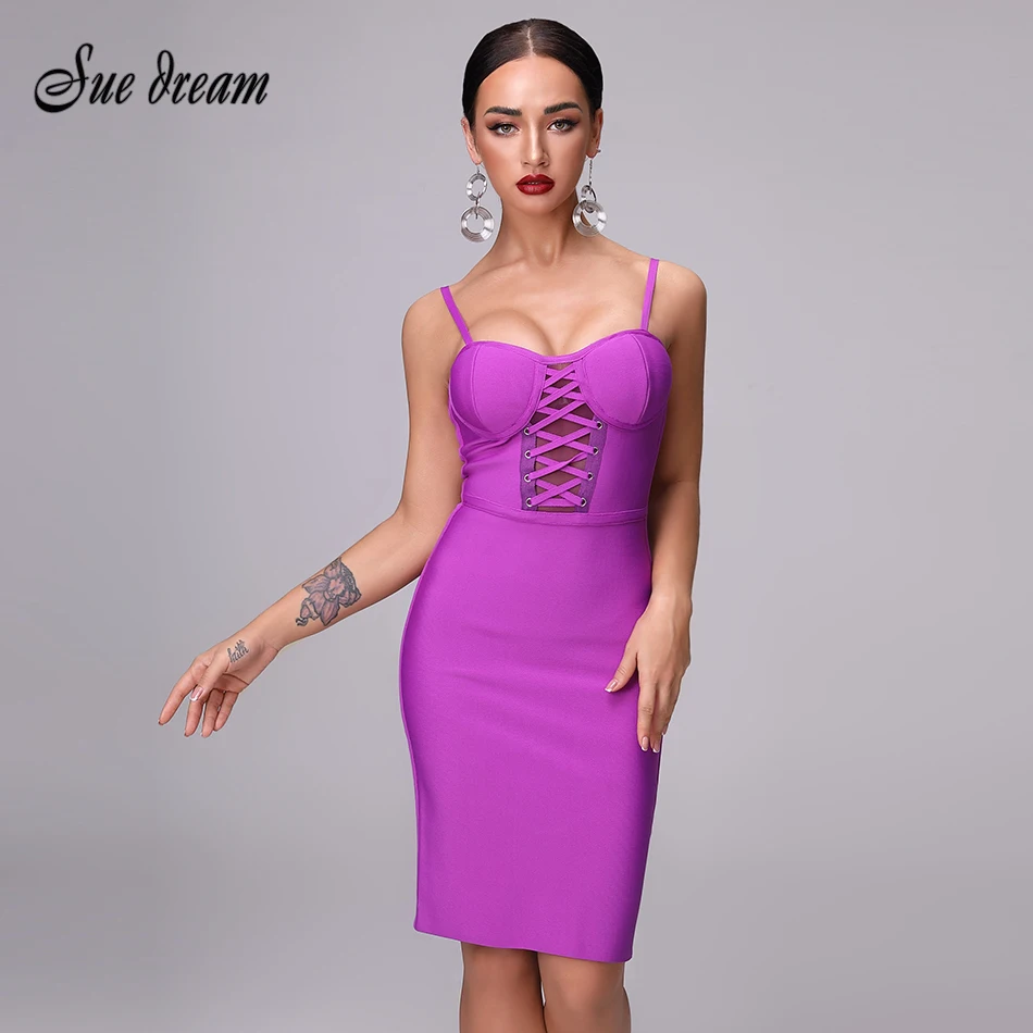 2021 новые летние женские Бандажное платье Vestidos элегантное фиолетовое без рукавов