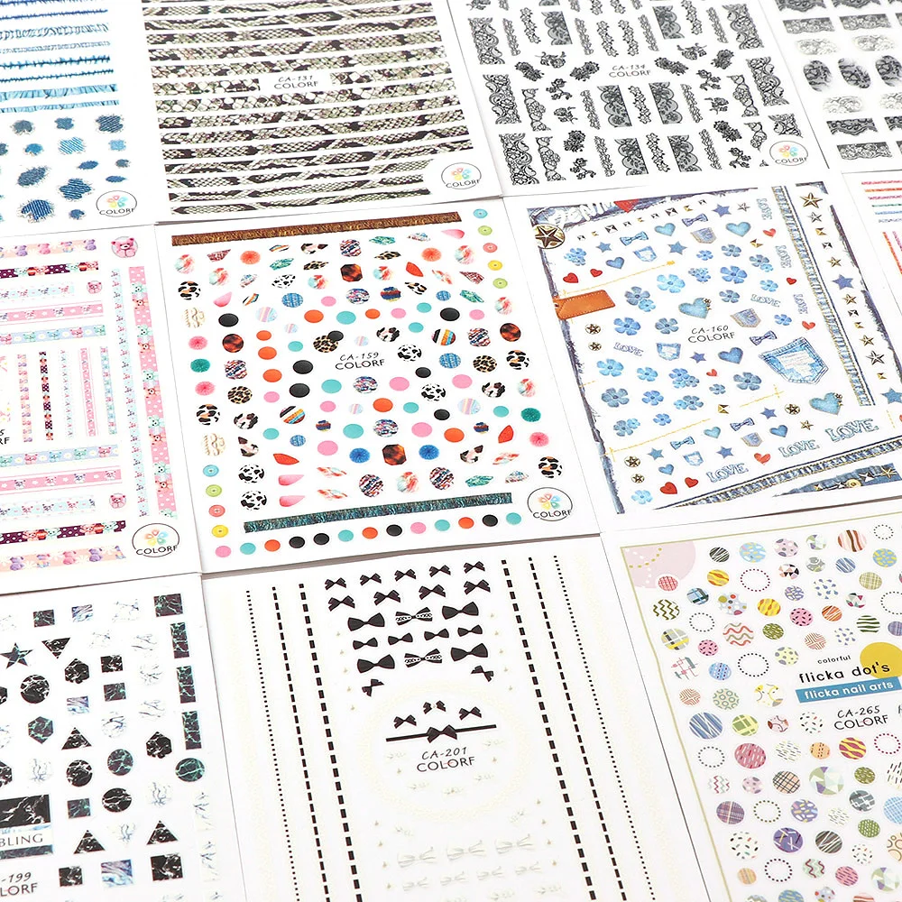 1 шт. серии текстуры 3D ногтей Стикеры кружевное платье в полоску с животным узором