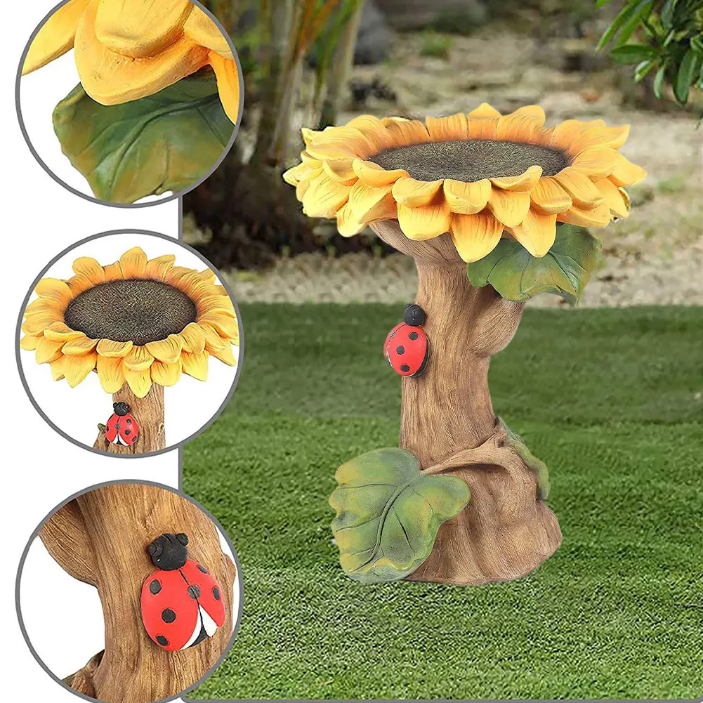 

Garden Statue Ornament Garden Sunflower Resin Statue Lawn Bird Bath Figurine Sculpture Yard Ornament Decoration For Garden