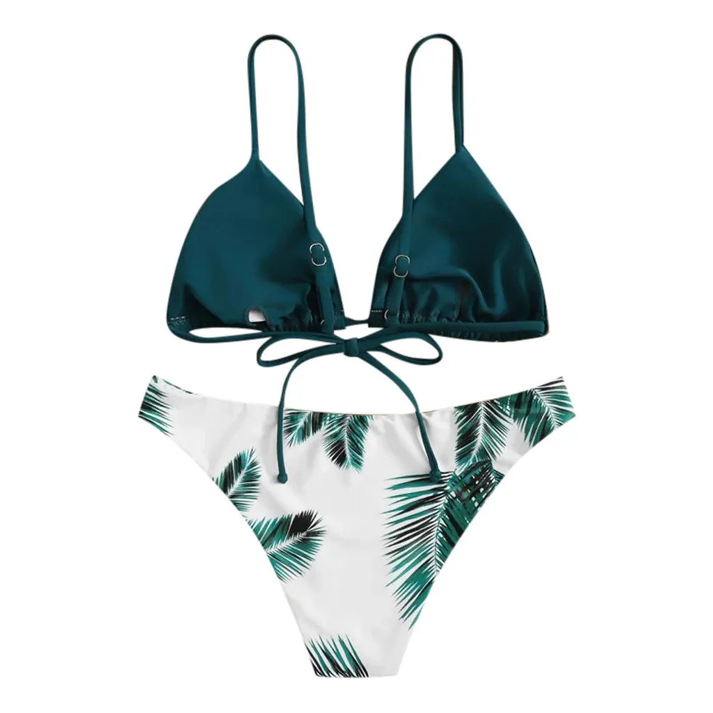 

SAGACE Swimsuit Women Leaves Printed Bikini Set Push-Up Padded Female Swimwear Beachwear ropa mujer