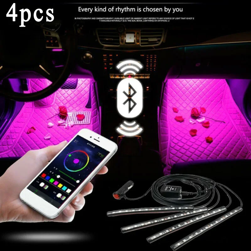 4x12 V светодиодный RGB многоцветный светильник для салона автомобиля|Лепнина
