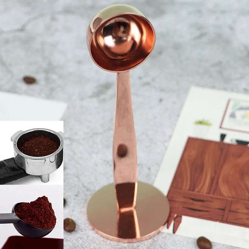 

2 in 1 Stainless Steel Espresso Coffee Tamper Measuring Spoon Scoop With Stand