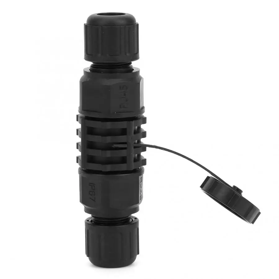 Разъем Ethernet RJ45 водонепроницаемый пыленепроницаемый переходник Черный наружный 8