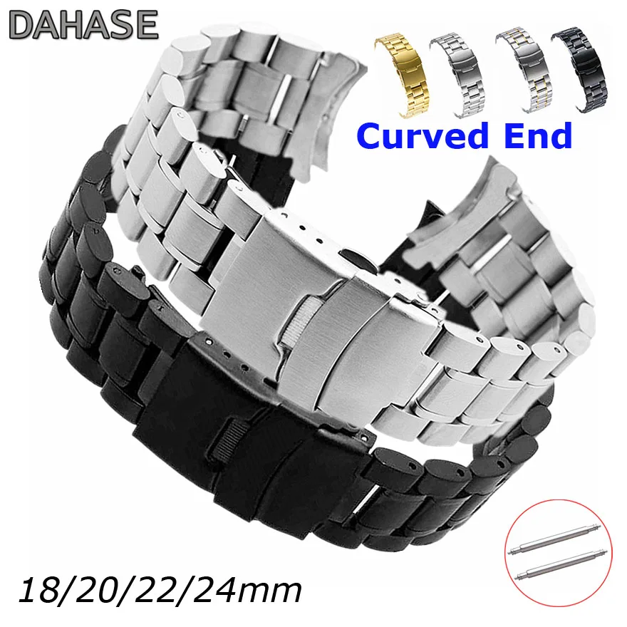 Сменный ремешок для часов с изогнутым концом браслет из нержавеющей стали