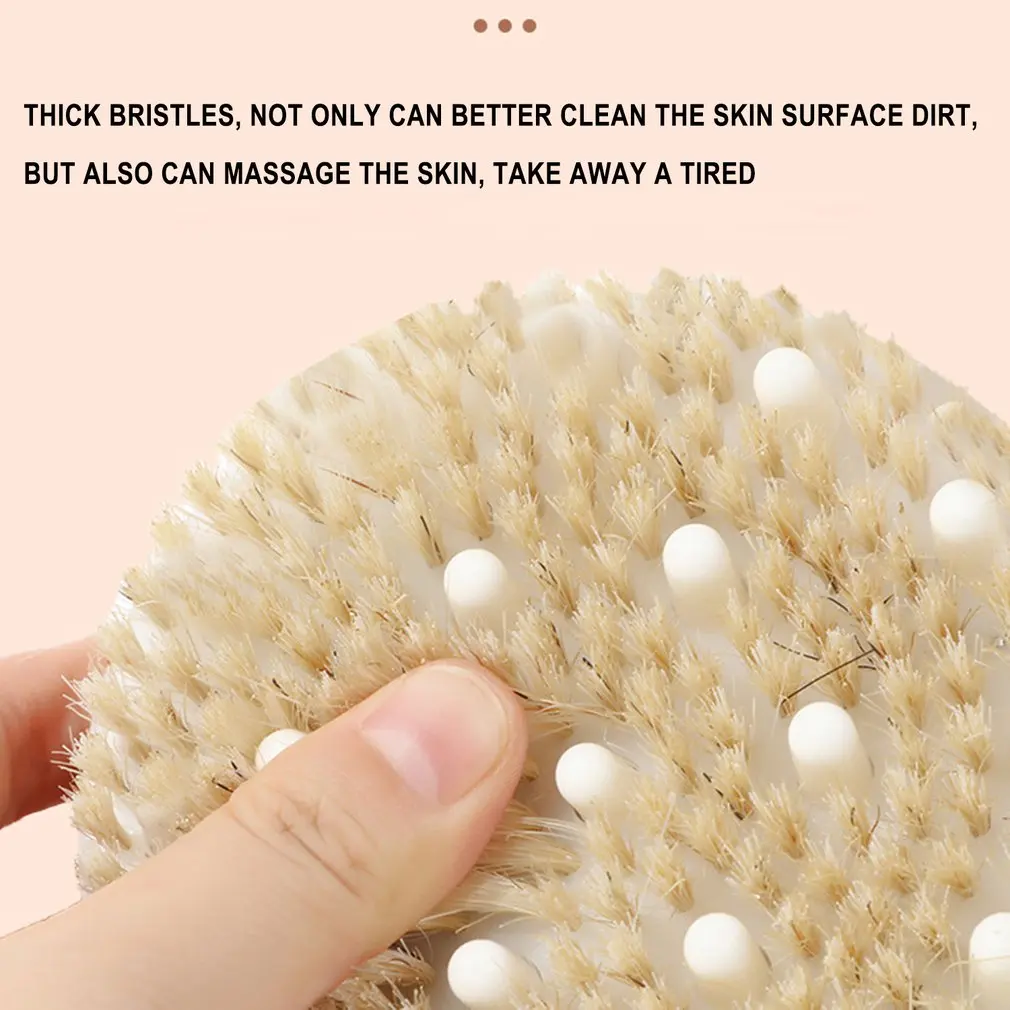 

Wooden Soft Bath Brush Exfoliating Massage Brush Bath Body Brush Round Head Handleless Brush With Hanging Hole