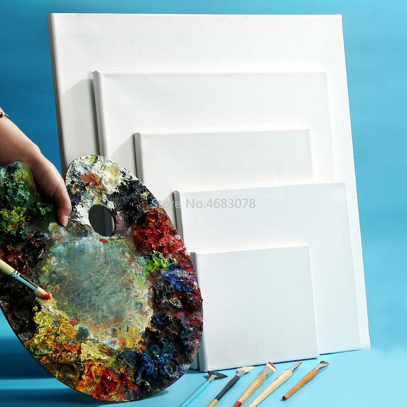 5 шт. Белая пустая квадратная деревянная рама с холстом для грунтованной масляная