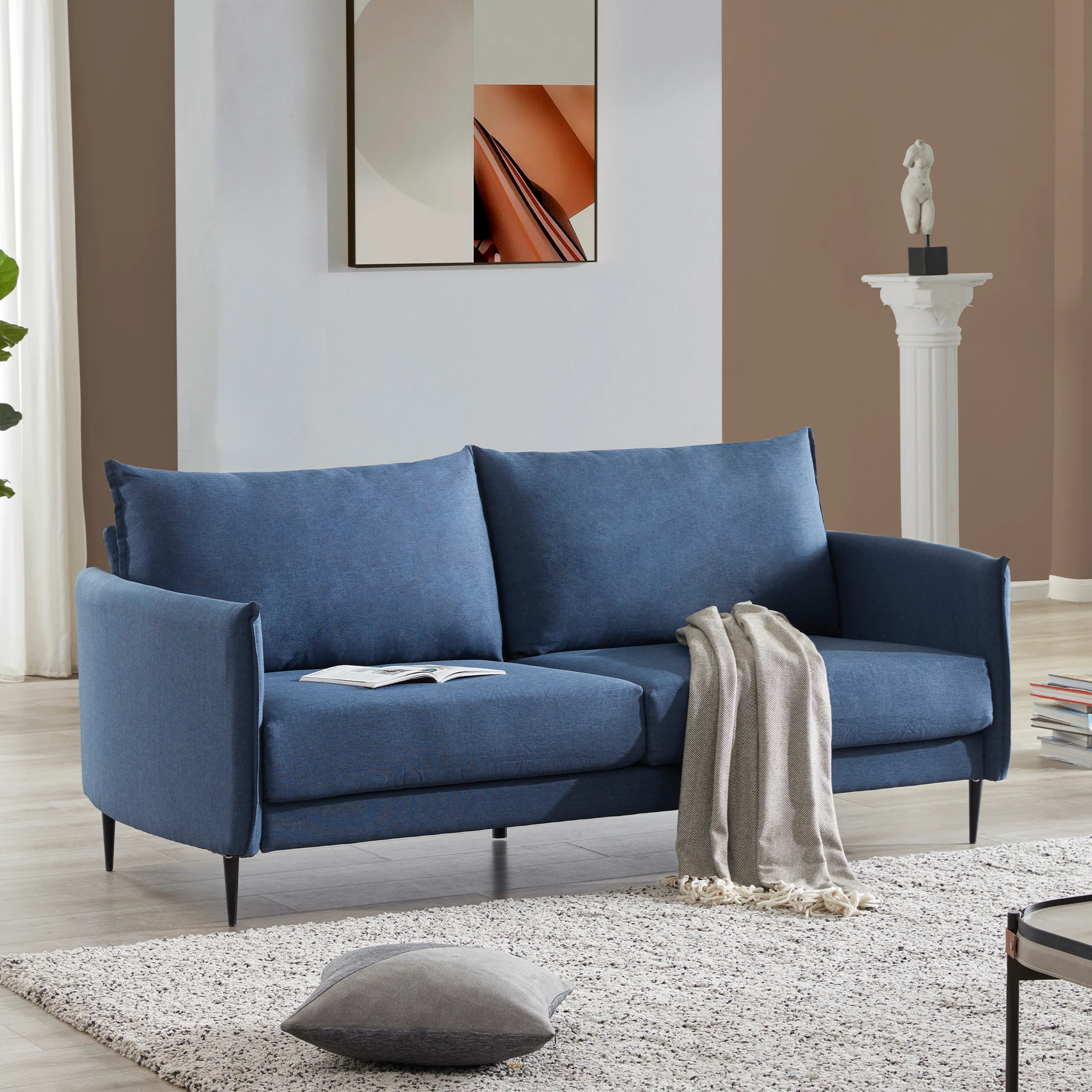 

Living Room Furniture Modern Design Couch Soft Linen Upholstery Loveseat For Compact Living Space Home Furniture