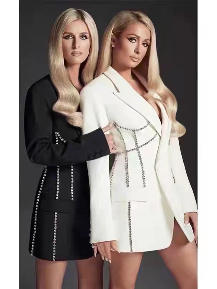 

DEIVE TEGER New Style Women's Casual V Neck Long Sleeve Tassel Buttons Long Suit Jacket Elegant Party Club Chic Women Wear