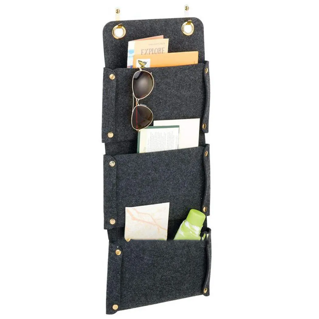 

1*65*24cm Storage Bag 3 Tier Door Hanging Bag Organiser Storage Felt Pockets Wardrobe For Home Storage