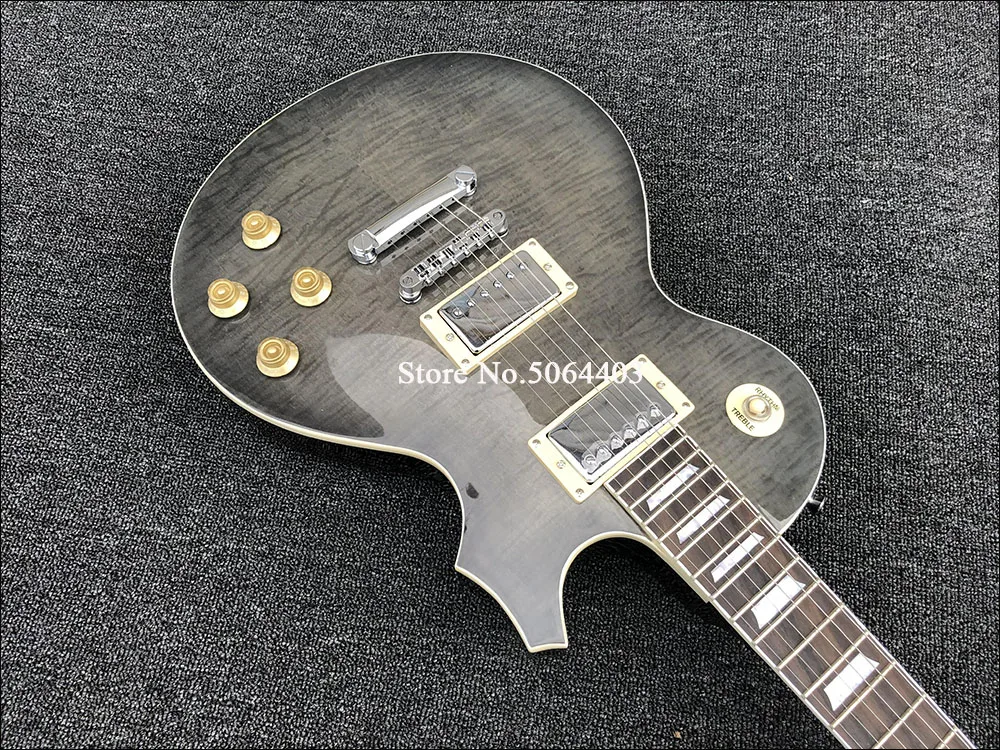 Высококачественная Новая электрическая гитара Прозрачная черная краска