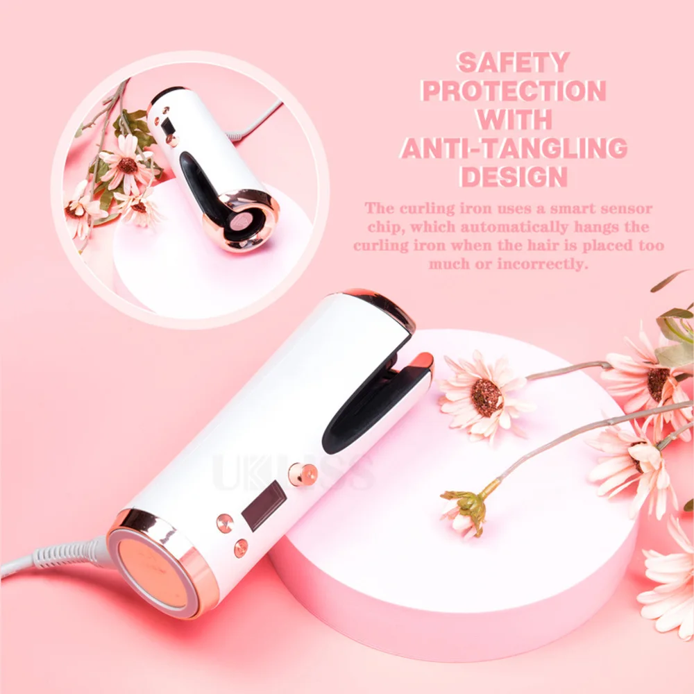 

Curling Iron Automatic Hair Curler Hair Dropship Hair Curler for Curls Waves LCD Display Ceramic Curly Auto USB Cordless Fash