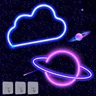 Неоновые вывески с облаками и планетой, настенный декоративный светодиодный светильник с питанием от USB или аккумулятора для спальни, гостиной