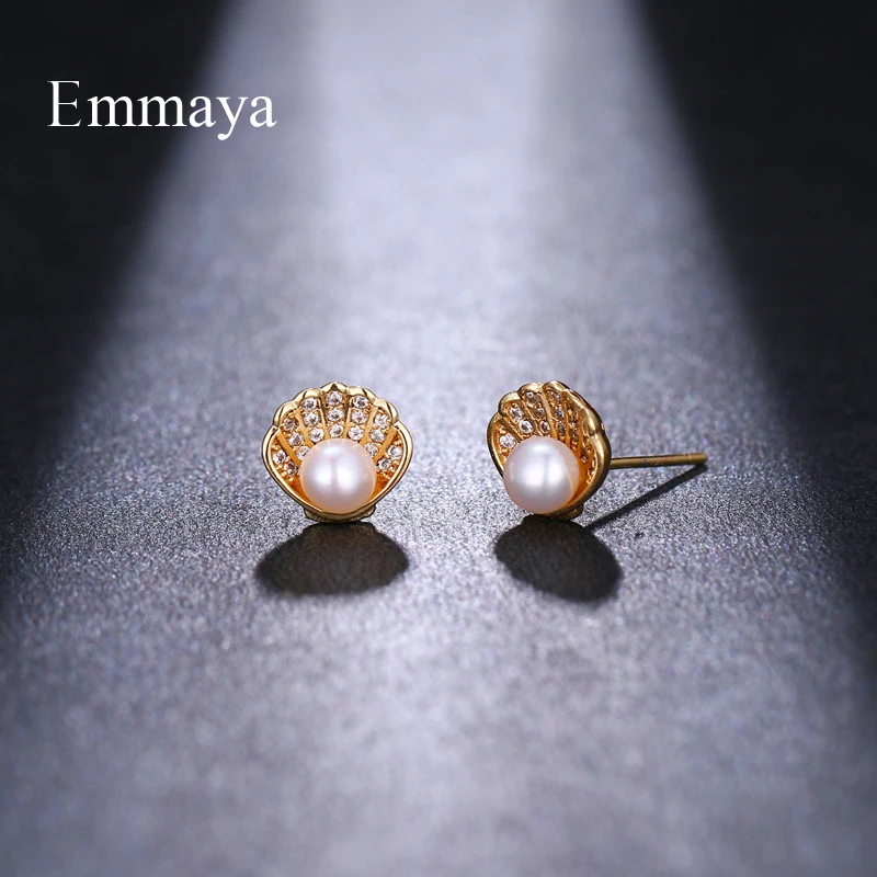 Emmaya Роскошные жемчужные серьги-гвоздики для женщин золотые модные в форме