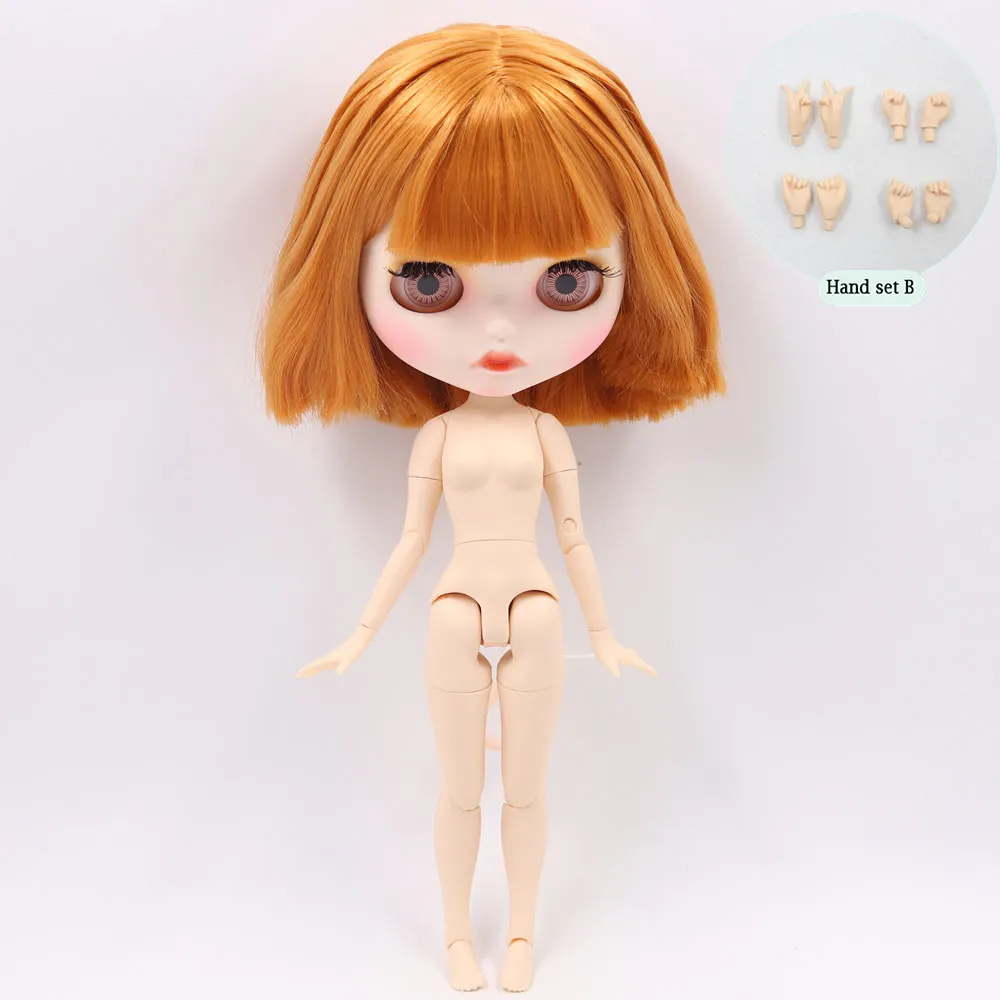 A doll with hand B ICY Nude Blyth кукла на заказ № BL0145 оранжевый коричневый волосы индивидуальные резные губы лицо 1/6 bjd, pullip, licca, jerryberry - Цвет: A doll with hand B