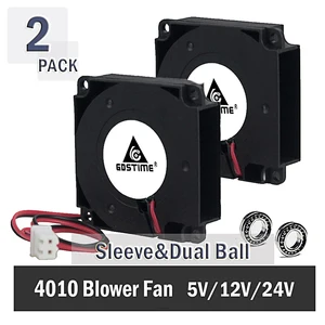 Охлаждающий турбонагнетатель Gdstime, 2 шт., запчасти для 3D-принтера, 40 мм x 40 мм x 10 мм, 4 см, 5 В, 12 В, 24 В, 4010 дюйма, 40 мм
