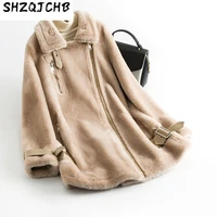 shzq sheepskin wool integrated womens short coat winter womens coat winter womens new fur