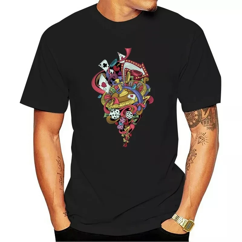 

New style summer men's T-shirt poker printing Harajuku casual men's and women's short-sleeved T-shirt couple T-shirt