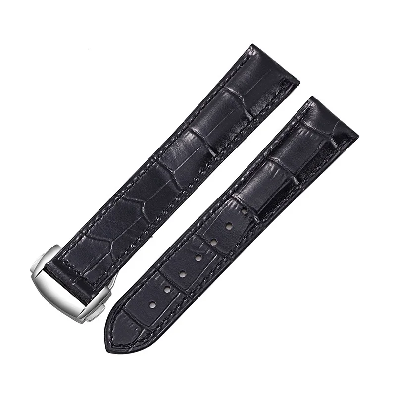 Professional  Genuine Leather Watchband Only Substitute For Omega De Ville/Aqua Terra/Speedmaster Men Business 18mm 19mm 20mm