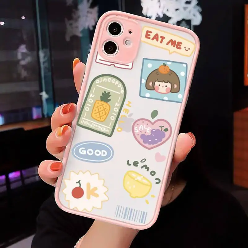 

Cute anime girl snacks Phone Case Matte Transparent for iPhone 7 8 11 12 s mini pro X XS XR MAX Plus cover funda