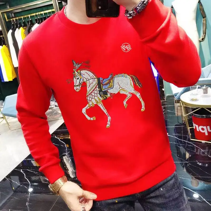 Autumn and winter European American men's brands sell high-quality fashion hoodies with diamonds