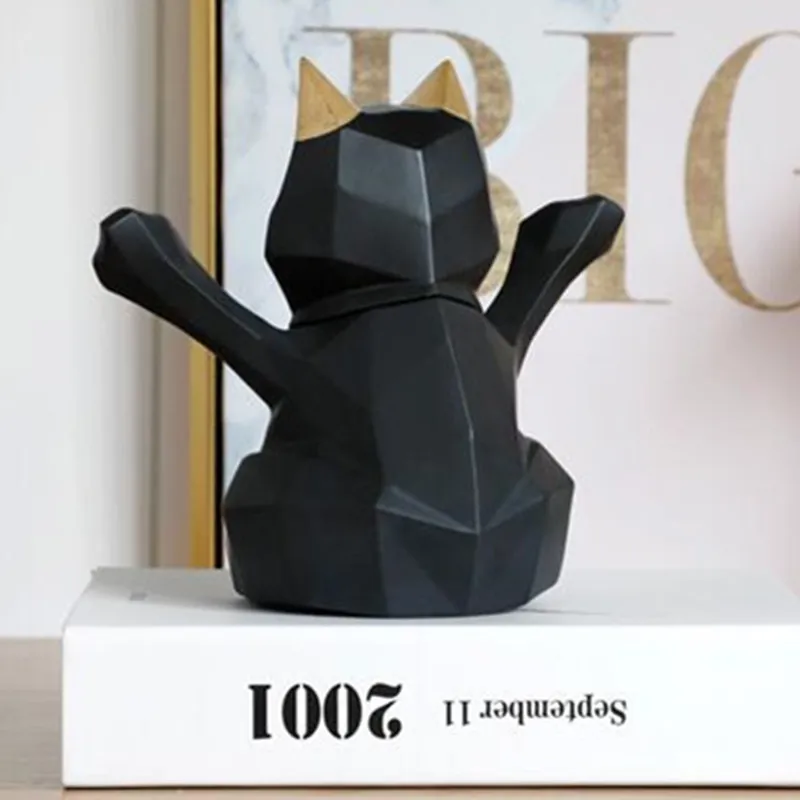 

Nordic Creative Geometry Lucky Cat Toothpick-holder Living Room Desktop Storage Box Bathroom Swab Box Art&Craft Decor X4236