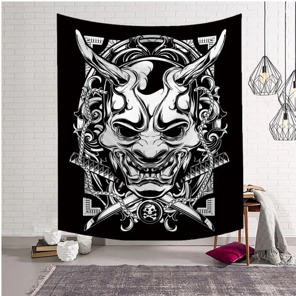 Панк ковер &quotмандала&quot в виде черного скелета череп Настенный Гобелен 100%