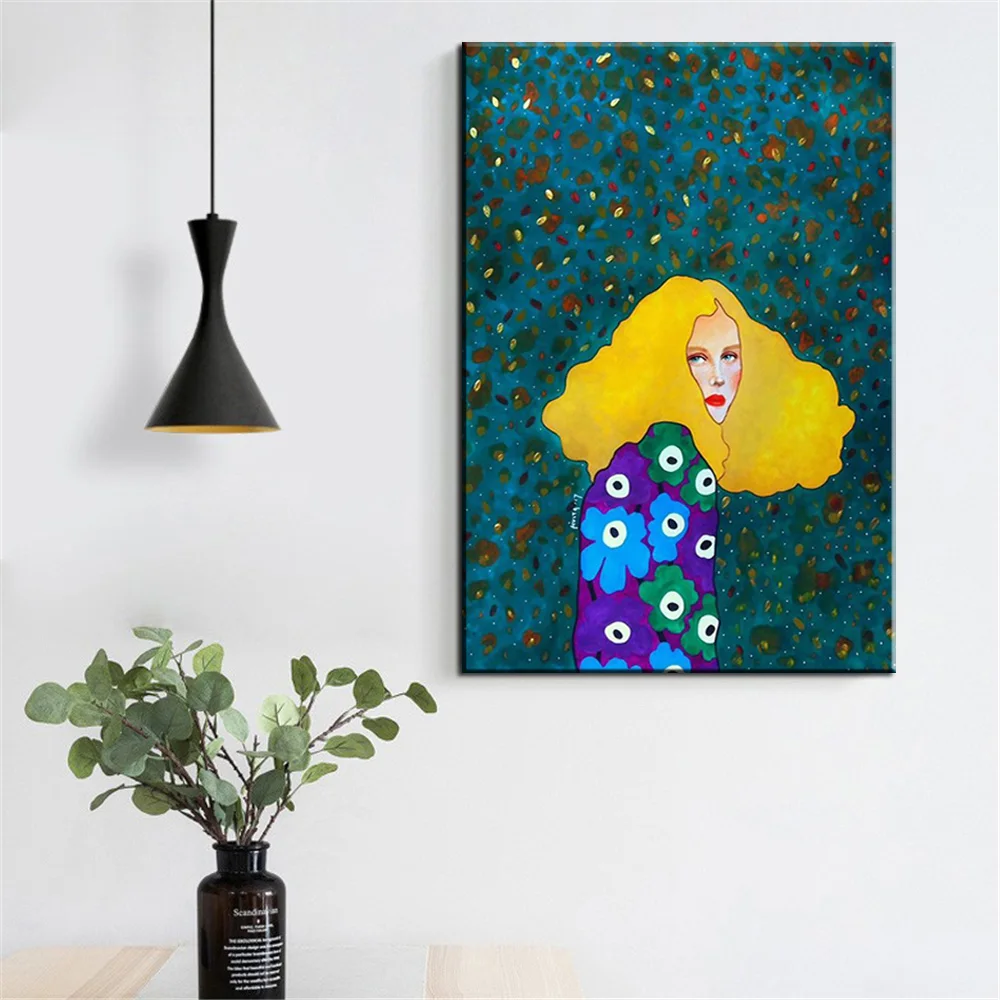 Абстрактная живопись модная винтажная девушка художественный принт холст