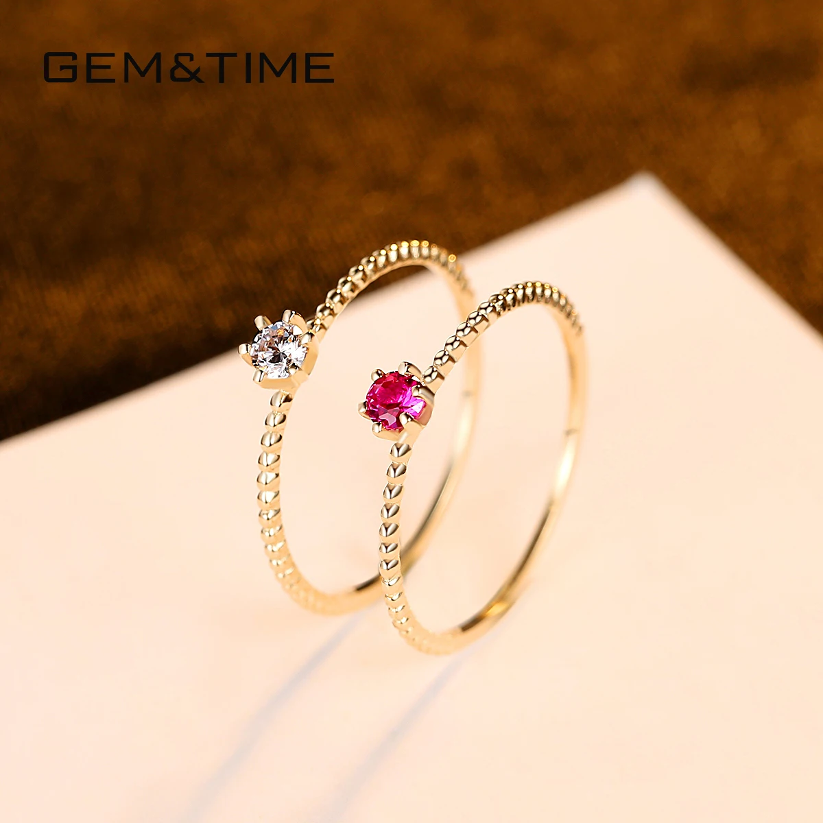 Gem&Time, простые классические ювелирные изделия из чистого золота, 14 к золотые кольца для женщин, Свадебные обручальные ювелирные изделия, Anel De Ouro Pur Au585, подарки R14139