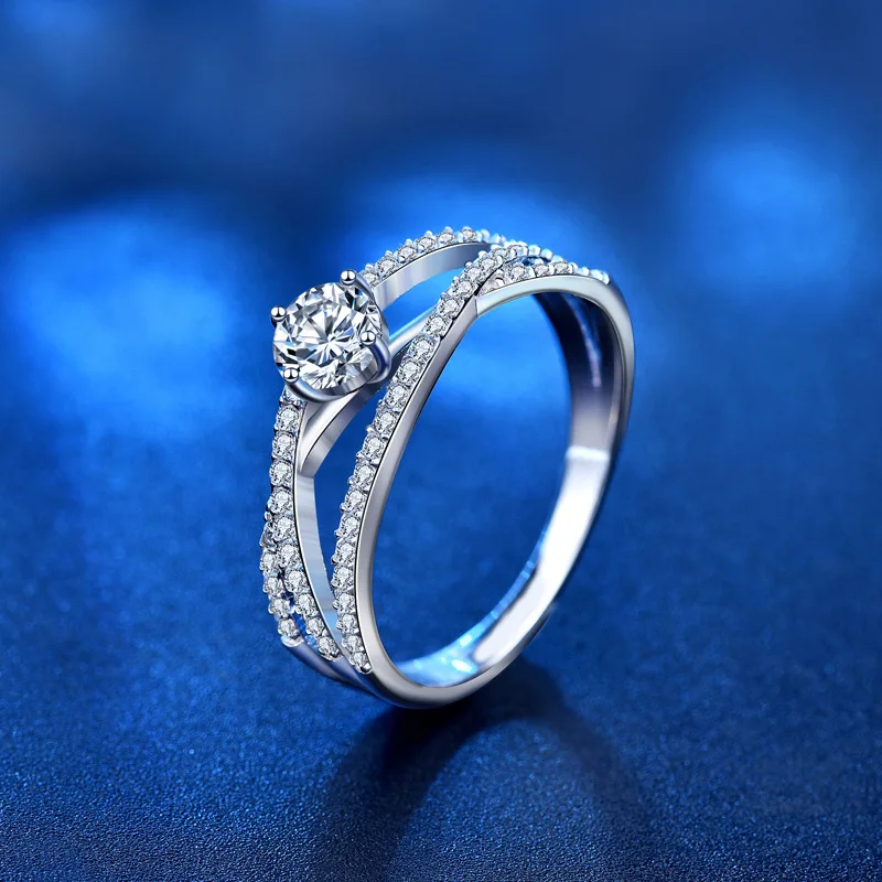 

Rings jewelry rings for women moissanite 925 sterling silver luxury fine D color 0.5ct Overlapping wedding engagement gift