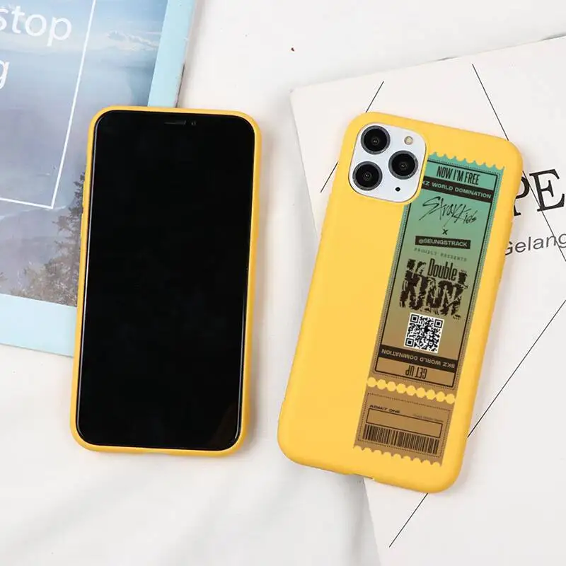 

Stray Kids Air tickets Design Phone Case For iphone 12 11 Pro Max Mini XS 8 7 6 6S Plus X SE 2020 XR Candy yellow Silicone cover