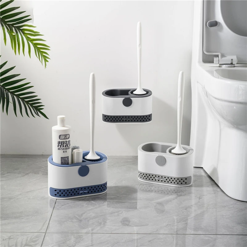 

PEISI TPR Silicone Head Toilet Brush Quick Draining Clean Tool No Dead Corners Wall-Mount Cleaning Brush Bathroom Accessories