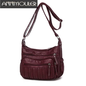 Сумка на плечо Annmouler женская, дизайнерская сумочка кросс-боди, мессенджер с мягкими карманами, винный саквояж, кошелек