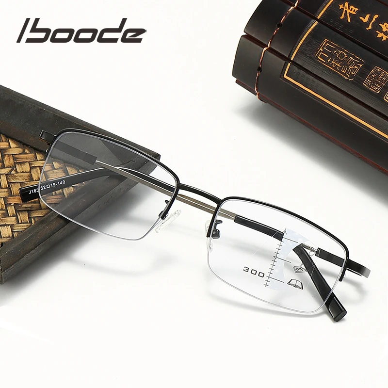

iboode Photochromic Reading Glasses Men Change Color Driving Presbyopic Sunglasses Progressive Multifocal Reading Eyewear +1.0