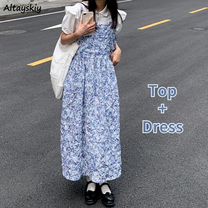 

Женский Повседневный комплект с принтом, милые модные топы в стиле ольччан для девушек и студентов, милые наряды с пышными рукавами и отложн...