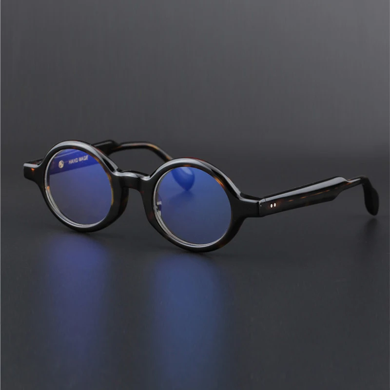 Vazrobe Round Eyeglasses Frames Male Small Nerd Glasses Men Vintage Black Tortoise Spectacles Eyewear Nerd Acetate Brand Retro