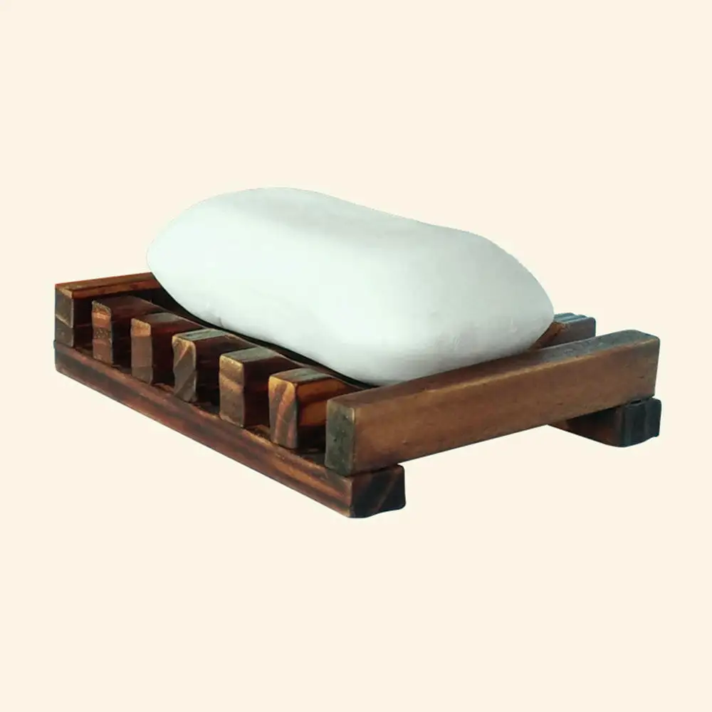 

2Pcs Natural PineWooden Wood Soap Dish Drain Tray Holder Storage Plate Box